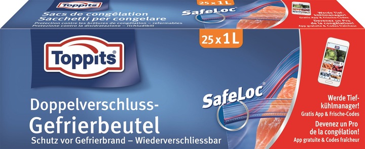 Image du produit Toppits Sac de congélation à double soudure SafeLoc (25 x)