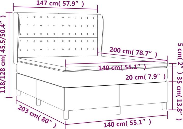 Produktbild vidaXL Boxspringbett (140 x 200 cm)