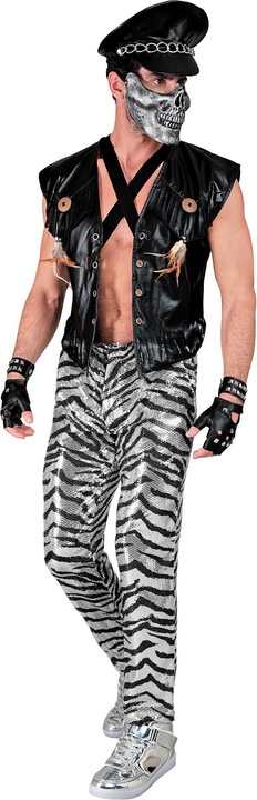 Immagine prodotto Widmann Pantaloni da uomo con paillettes in look zebrato nero/argento (L)
