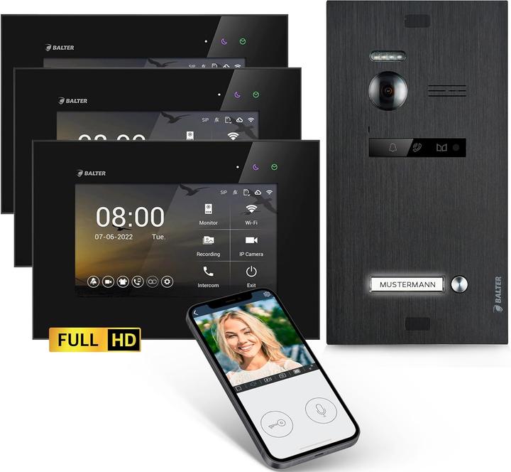 Produktbild Balter EVO-HD Video Türsprechanlage mit 3 HD-Monitoren (WLAN)