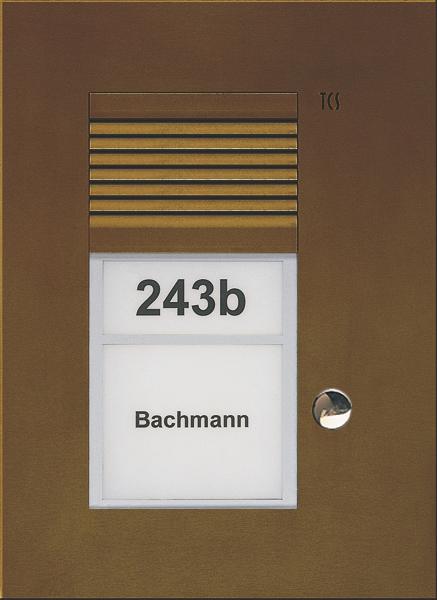 Produktbild TCS PUK01/1-EB Audio AuÃenstation 1 Taste 1-spaltig UP bronze