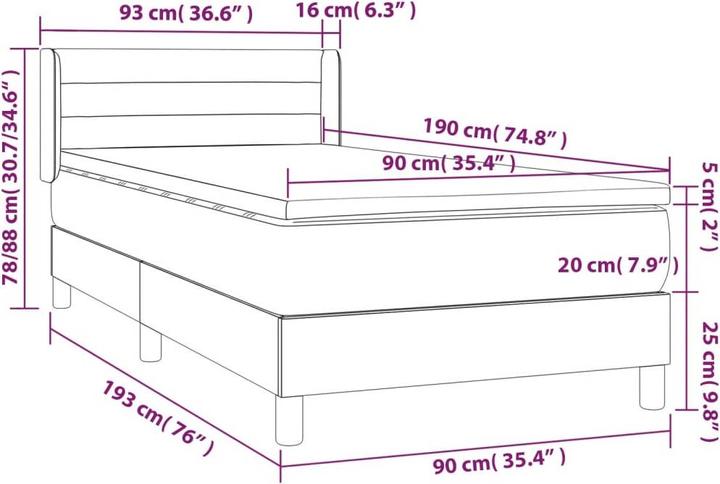 Produktbild vidaXL Boxspringbett (90 x 190 cm)