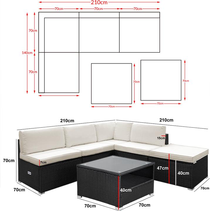 Produktbild Casaria Polyrattan Lounge Set