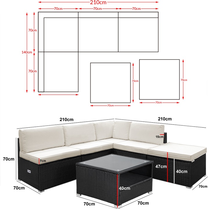 Produktbild Casaria Polyrattan Lounge Set