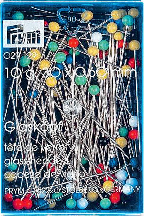 Immagine prodotto Prym Spilli con testa di vetro, colorati 0,60 x 30 mm, confezione da 10 g, acciaio