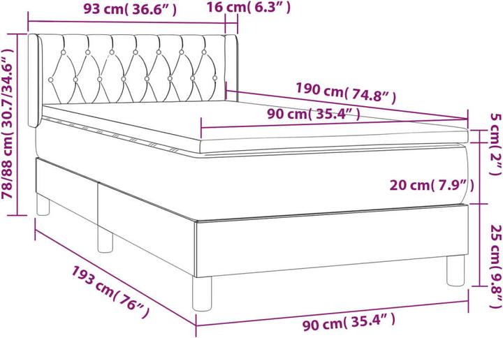 Produktbild vidaXL Boxspringbett (90 x 190 cm)