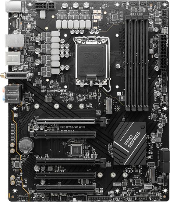 Produktbild MSI PRO B760-VC WIFI LGA1700 ATX MB 4xDDR5 4xSATA 2xM.2 (LGA 1700, Intel B760, ATX)