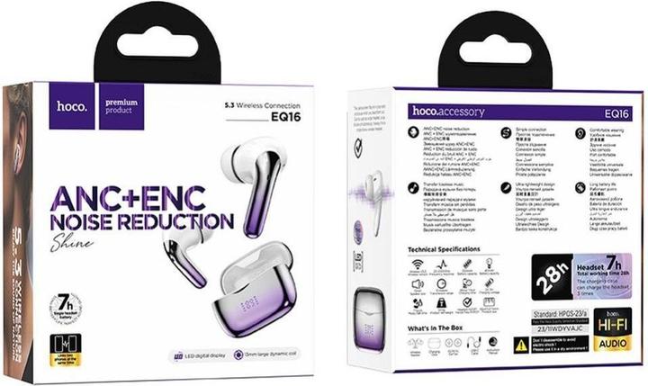 Actual product image Hoco Bluetooth headphones chrome effect (ANC, 7 h, Cable)