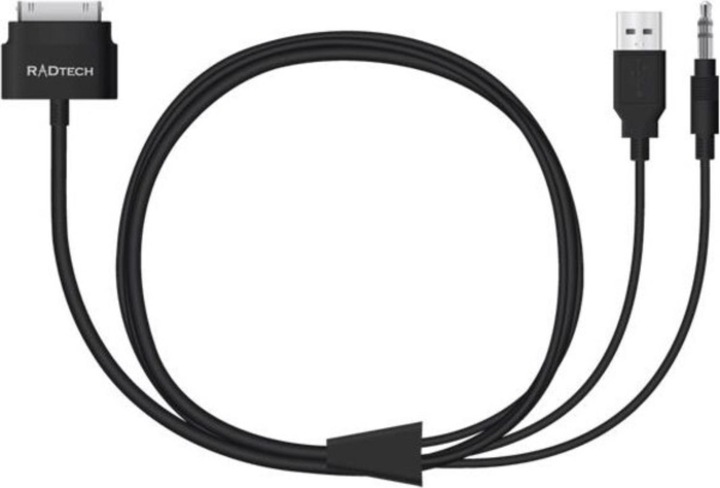 Produktbild RadTech ProCable 30 Pin Dock Connector auf USB- und 3.5mm Stereo Klinkenstecker (1.14 m, 3.5mm Klinke (AUX))