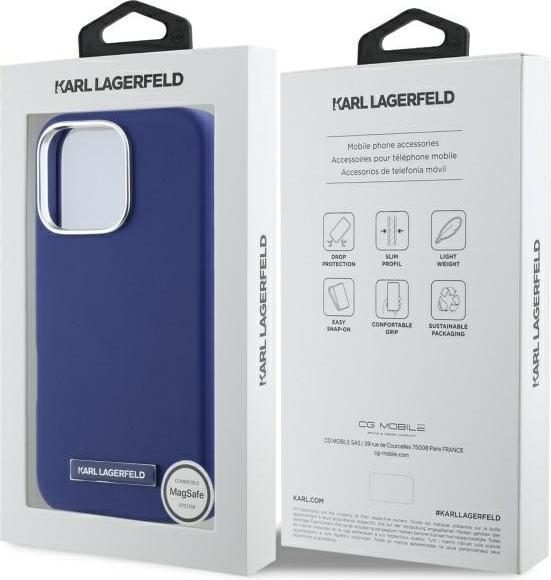 Produktbild Karl Lagerfeld KLHMP16LPGMSRPB iPhone 16 Pro 6.3" niebieski/blue hardcase FW Metal Plate MagSafe (Apple iPhone 16 Pro)