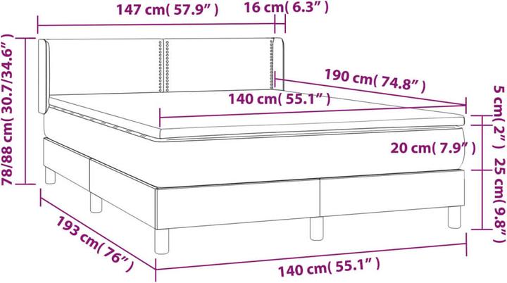 Actual product image vidaXL Thalia Plain with nails (140 x 190 cm)