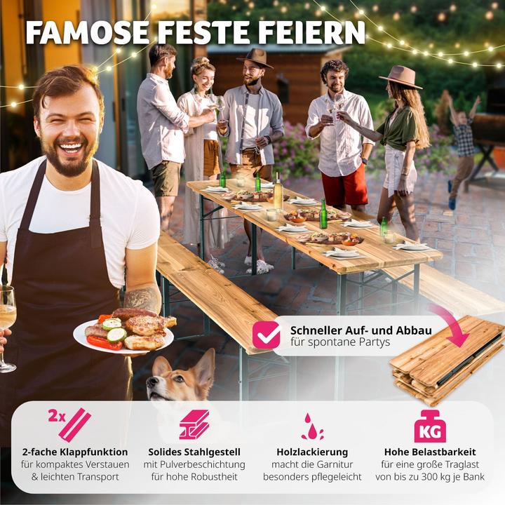 Produktbild tectake Bierzeltgarnitur (219 cm)