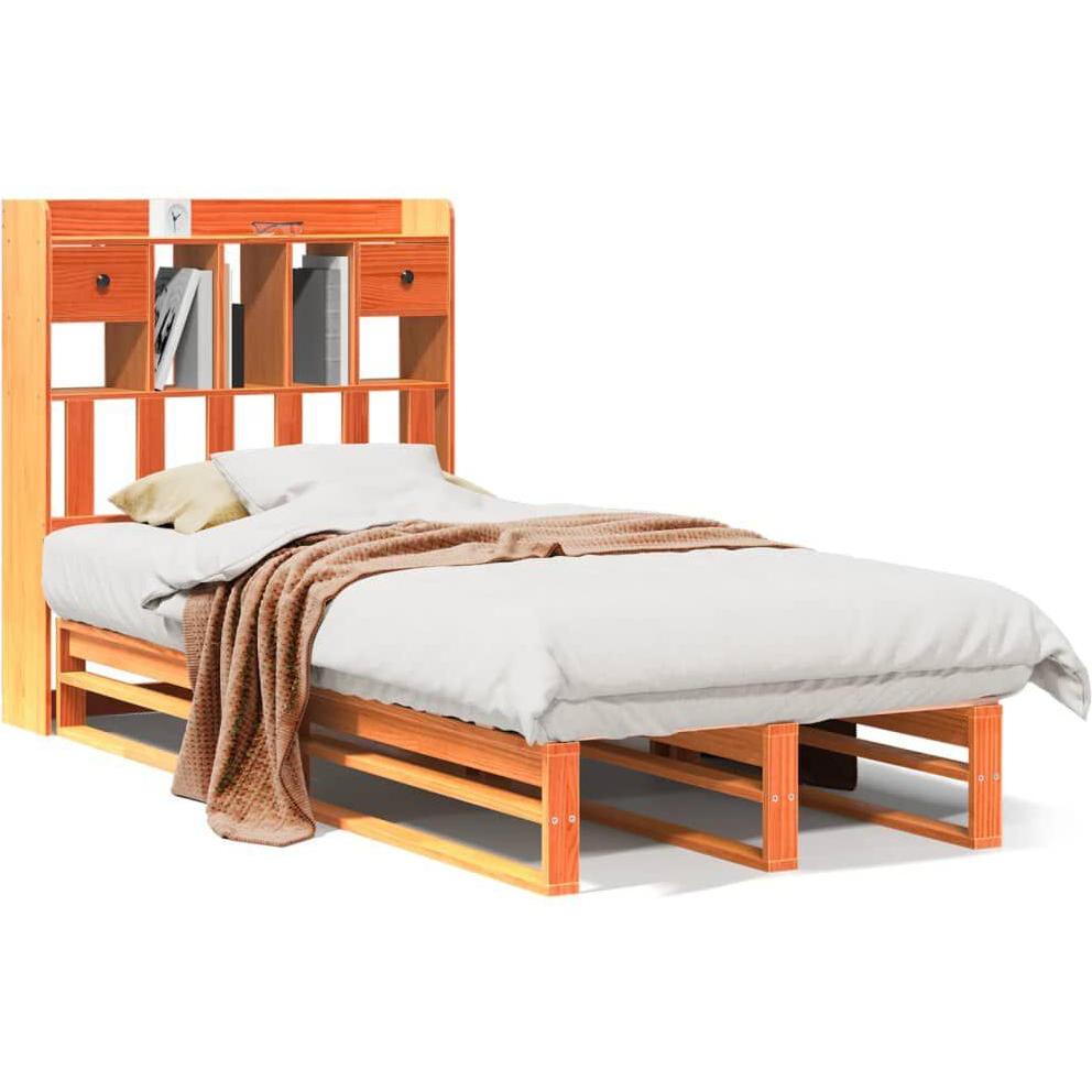 VidaXL, Bett, Massivholzbett Holzbett Bett mit Regal ohne Matratze 75x190cm Kiefer (75 x 190 cm)