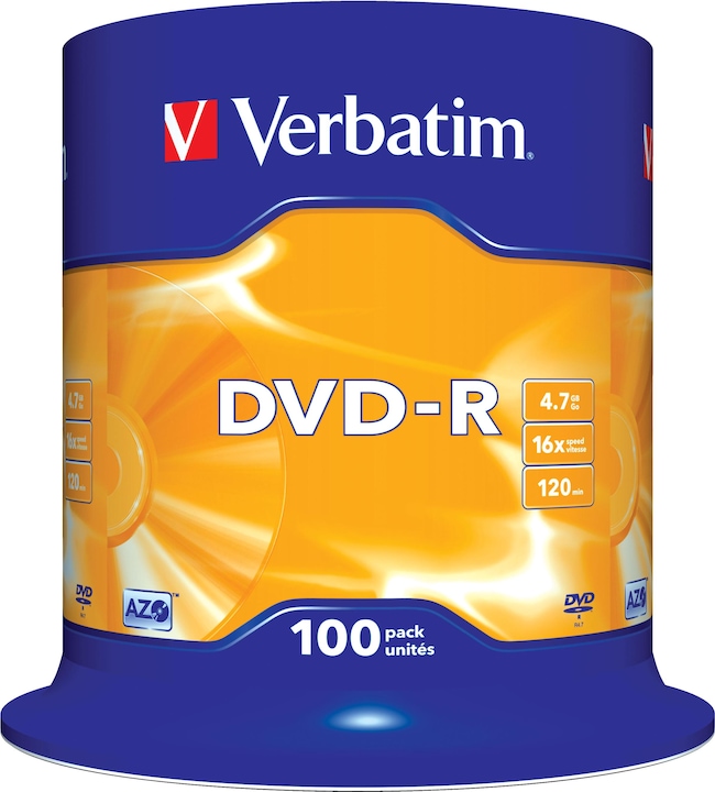 Verbatim DVD-R, 16x, 4,7 Go, 100 broches (100 x)
