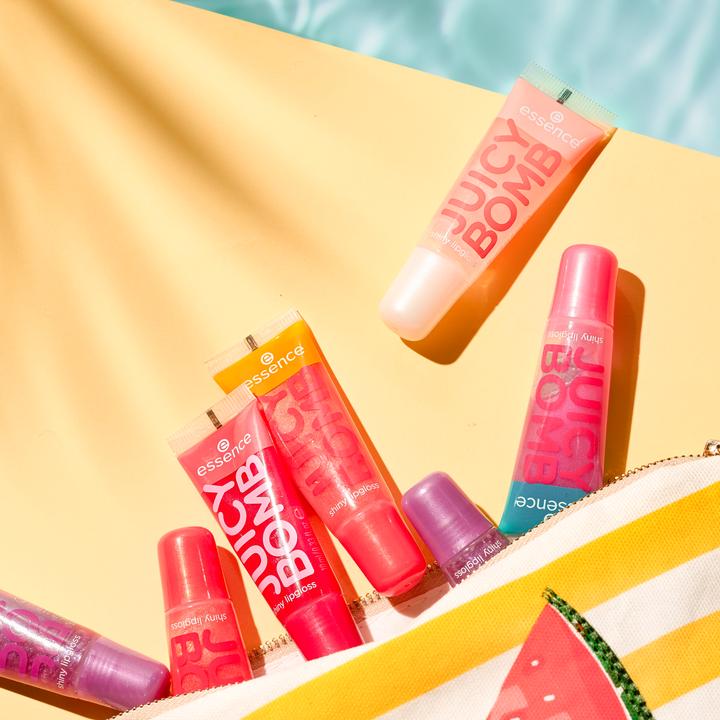 Actual product image essence JUICY BOMB shiny lipgloss (Meta Maroon)
