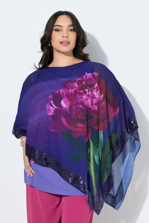 Produktbild Ulla Popken Chiffonbluse, Blüten, U-Boot-Ausschnitt, 3/4-Arm (46, 48)