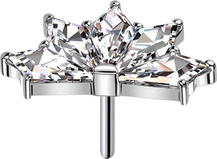 Image du produit Star Piercing Threadless éventail argenté cinq cristaux de diamant argenté (sans laiton, Titane)