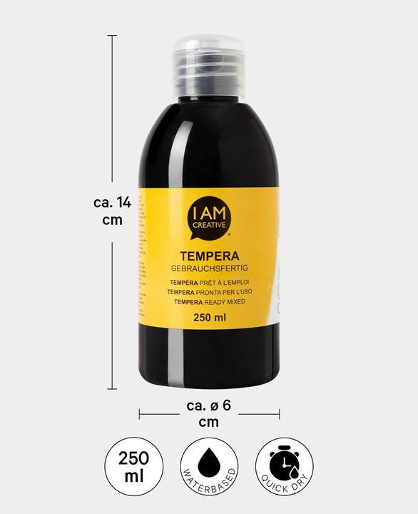 Immagine prodotto I Am Creative Tempera, pittura a tempera a base d'acqua, 250 ml (Nero, 250 ml)