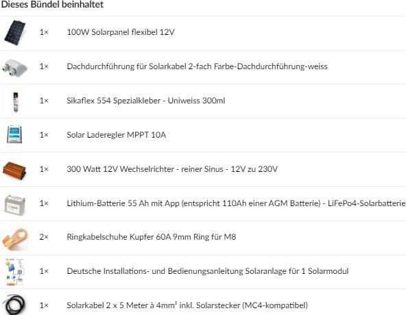 Actual product image Autosolar Solar starter pack 105W solar system flexible panel with 55Ah lithium battery (100 W)