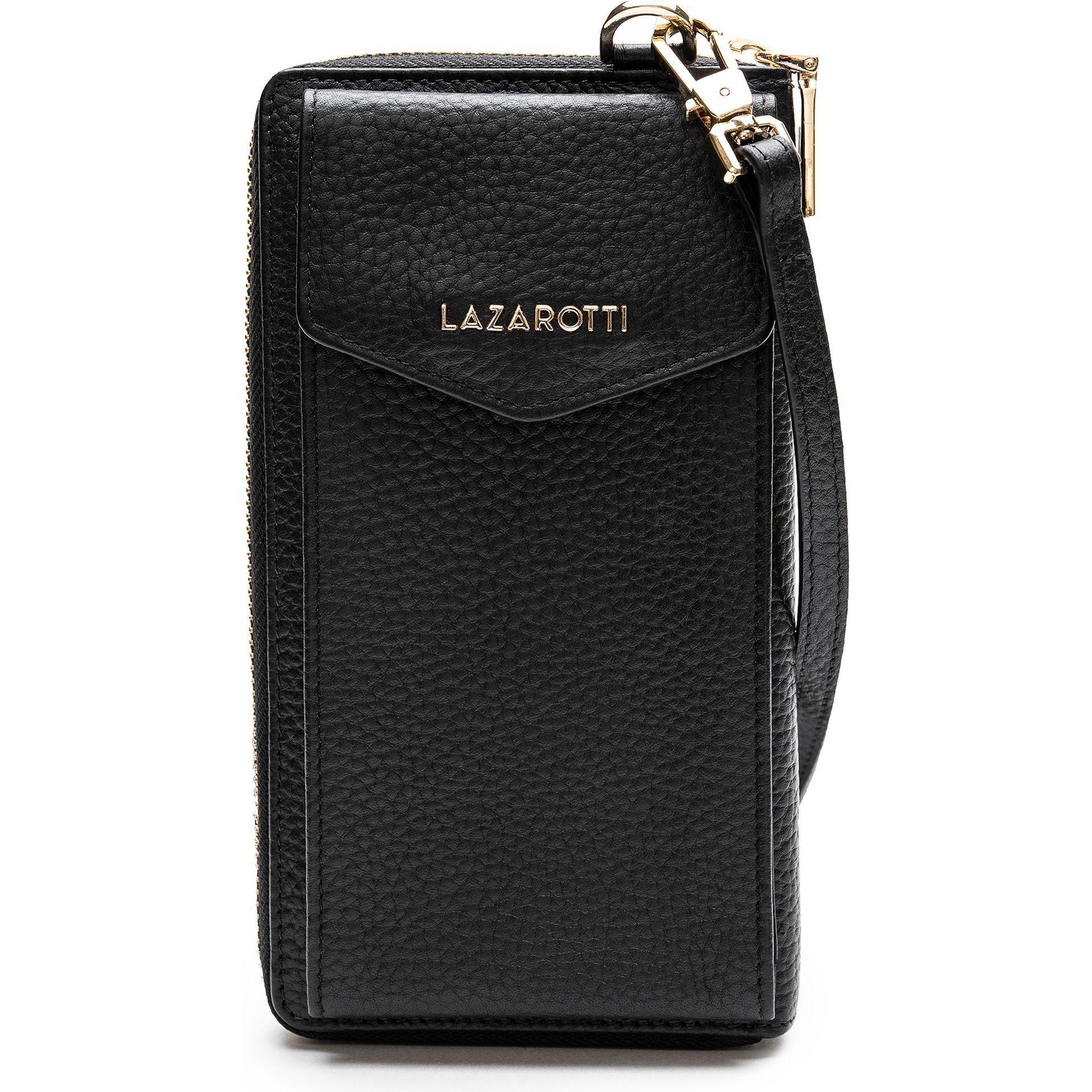 Lazarotti, Portemonnaie, Bologna Leather Handytasche Leder 11 cm, Schwarz