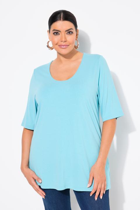 Image du produit Ulla Popken T-shirt doublé à l'avant, col V et manches courtes (58)