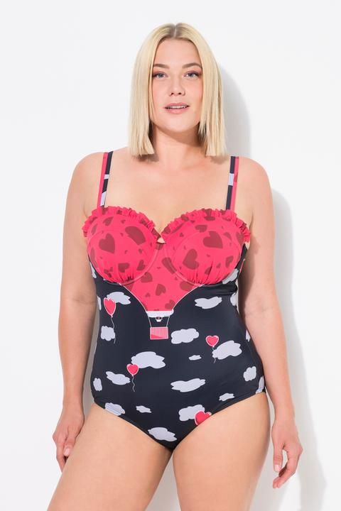 Image du produit Ulla Popken Maillot de bain avec ruchés, imprimé coeurs, bonnets souples (56)