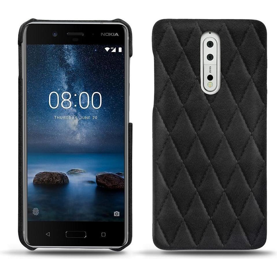 Noreve Lederschutzhülle (Nokia 8), Smartphone Hülle, Schwarz