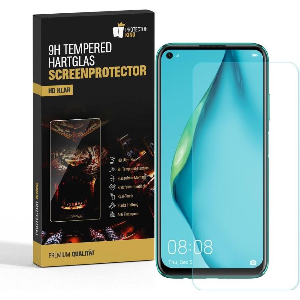 Protectorking 2x echtes Tempered 9H Panzerhartglas 3D KLAR (2 Stück, Huawei P40 Lite), Smartphone Schutzfolie