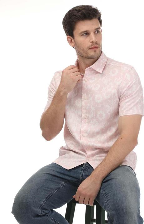 Actual product image Ted Baker Mens Flaisby Floral Linen Blend Short-Sleeved Shirt (M)