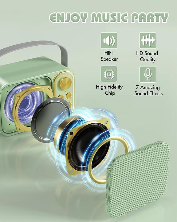 Actual product image Bescost Tragbare Karaoke Maschine mit 2 Mikrofonen