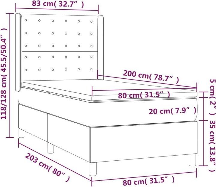 Image du produit vidaXL Boxspringbett (80 x 200 cm)
