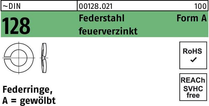 Produktbild Federring DIN 128 A 12 Federstahl feuerverzinkt