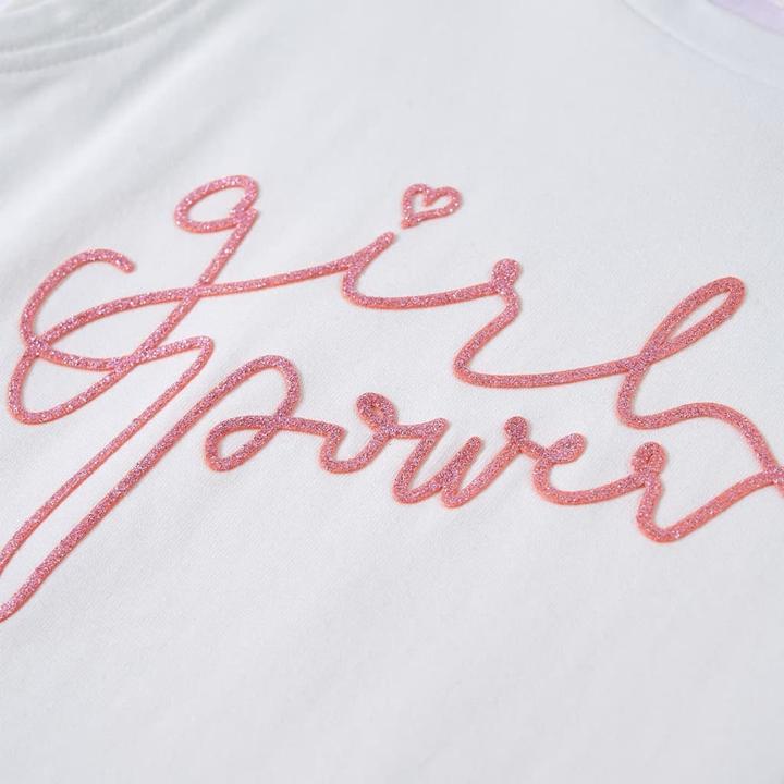 Actual product image vidaXL Children's T-shirt with frill sleeves Ecru 116,Material: 95 (116)