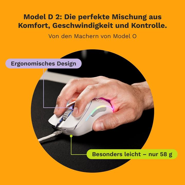 Actual product image Glorious PC Gaming Race Glorious Model D 2 gaming mouse - white (Cable)