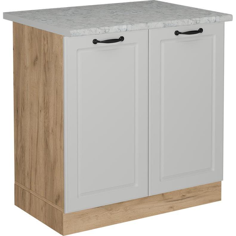 Vicco, Regal, Küchenunterschrank R-Line, Weiss Landhaus/Goldkraft Eiche, 80 cm AP Marmor