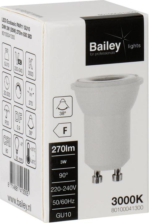 Produktbild Bailey LED-Lampe 3W 230V 3000K 270lm GU10 35mm (GU10, 270 lm)