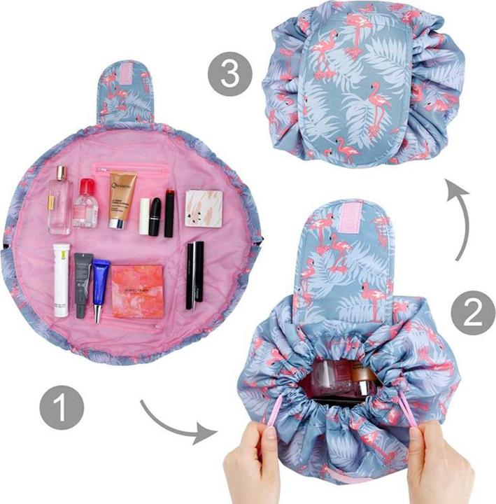 Produktbild Intirilife Kosmetiktasche in GRAU ROSA FLAMINGO