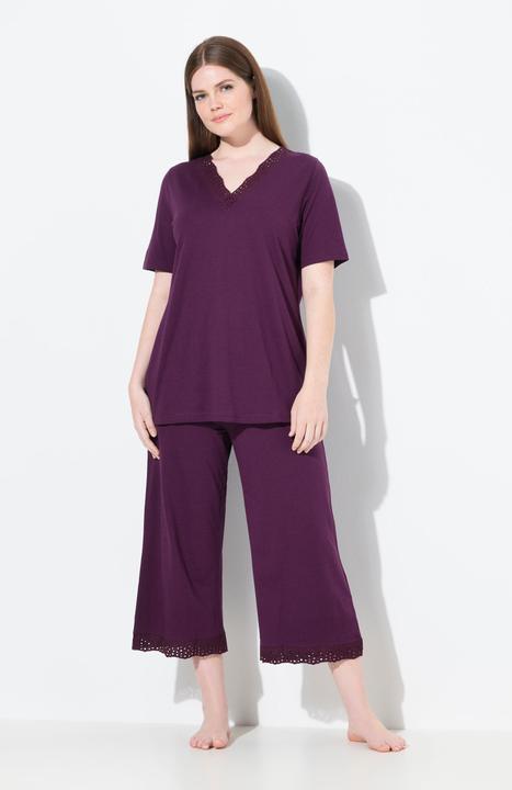 Produktbild Ulla Popken Pyjama, Lochstickerei, Halbarm, Modalmix (50, 52)