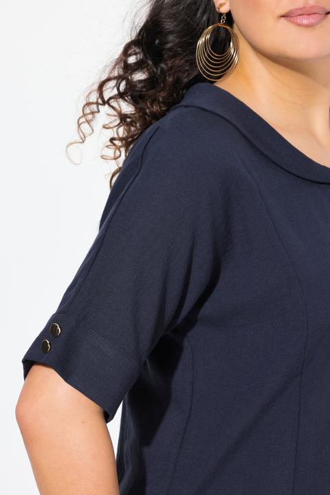 Produktbild Ulla Popken Bluse, Leinenoptik, Oversized, Tellerkragen, Halbarm (46, 48)