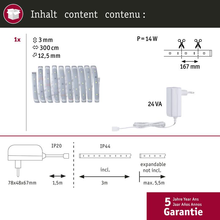 Actual product image Paulmann MaxLED 250 Stripe Set (Daylight, 300 cm, Indoor)