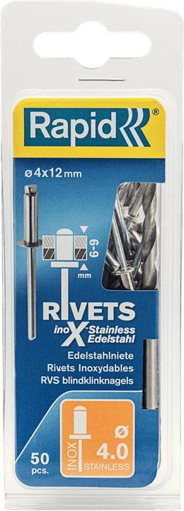 Produktbild Rapid Edelstahl Blindniete Ø 4,0 x 12 mm
