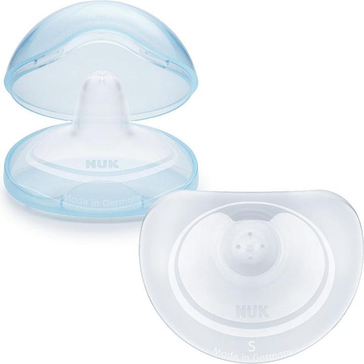 NUK Brusthütchen zum Schutz empfindlicher Brustwarzen, Grösse S, 2 Stück, inkl. Schutzdose (S)
