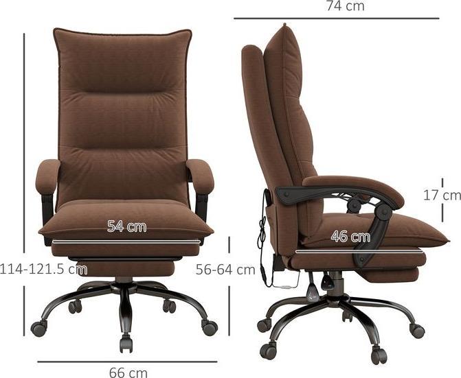 Produktbild Swisshandel24 Bürostuhl mit Massage- und Wärmefunktion, justierbar, sechspunkt-Vibrationsmassage, Mikrofaser, Brau (56 - 64 cm)