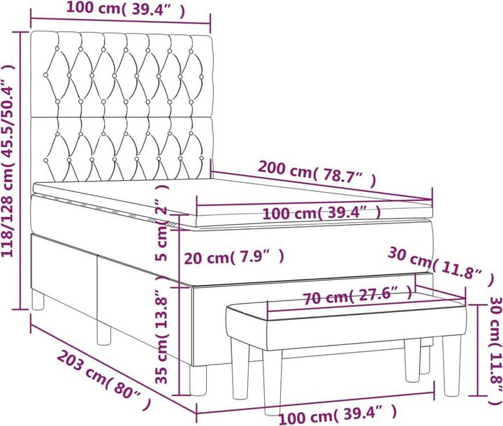 Produktbild vidaXL Boxspringbett (100 x 200 cm)