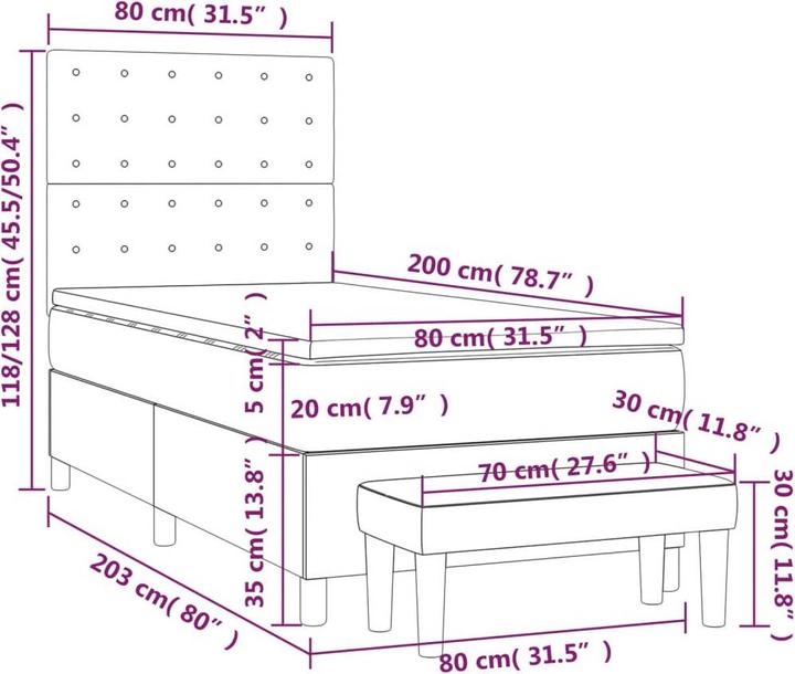Image du produit vidaXL Boxspringbett (80 x 200 cm)