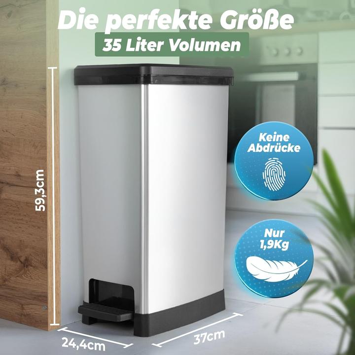 Produktbild Novaliv 3x Grosser Mülleimer mit Deckel - 35L Tretmülleimer mit Soft-Close-System - Stabiler Abfallei (35 l)