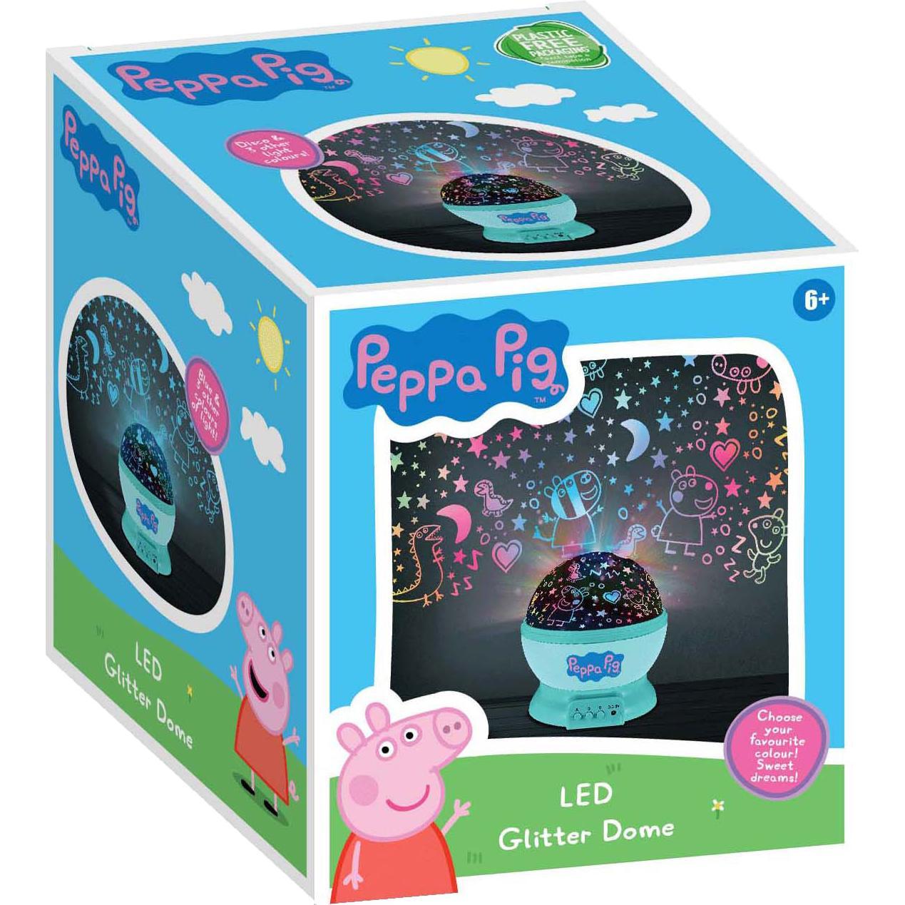 Nachtlicht, Peppa Pig LED-Lampe mit glitzernder Kuppel