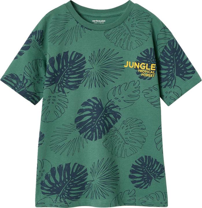 Vertbaudet Jungen T-Shirt mit grafischem Dschungelprint, Recycling-Baumwolle