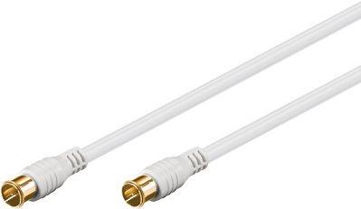 Actual product image Goobay SAT connection cable, F-Quick, 100% shielded, gold-plated, white, 2.5 m (80 dB, Antenna cable)