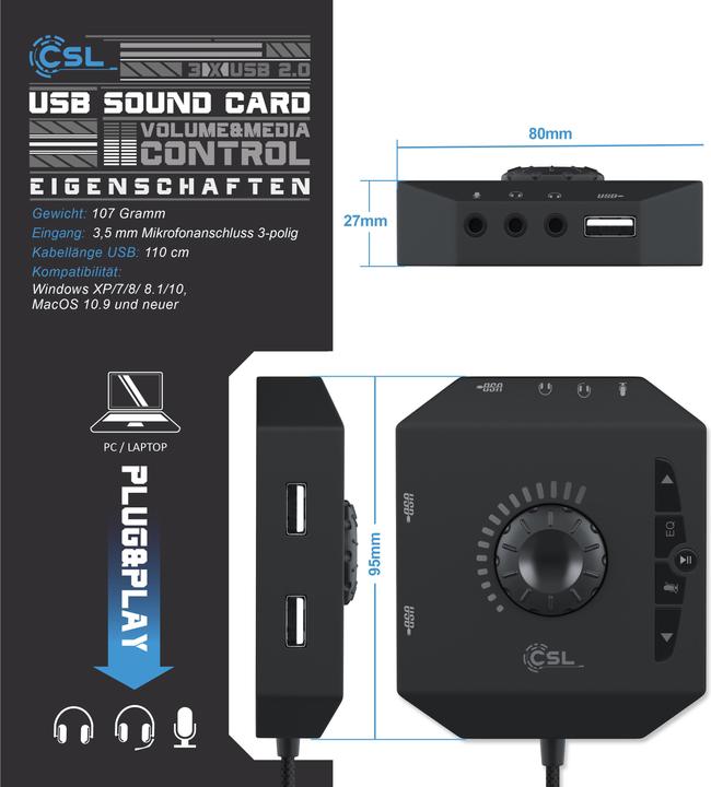 Produktbild CSL externe USB Soundkarte (USB 2.0)
